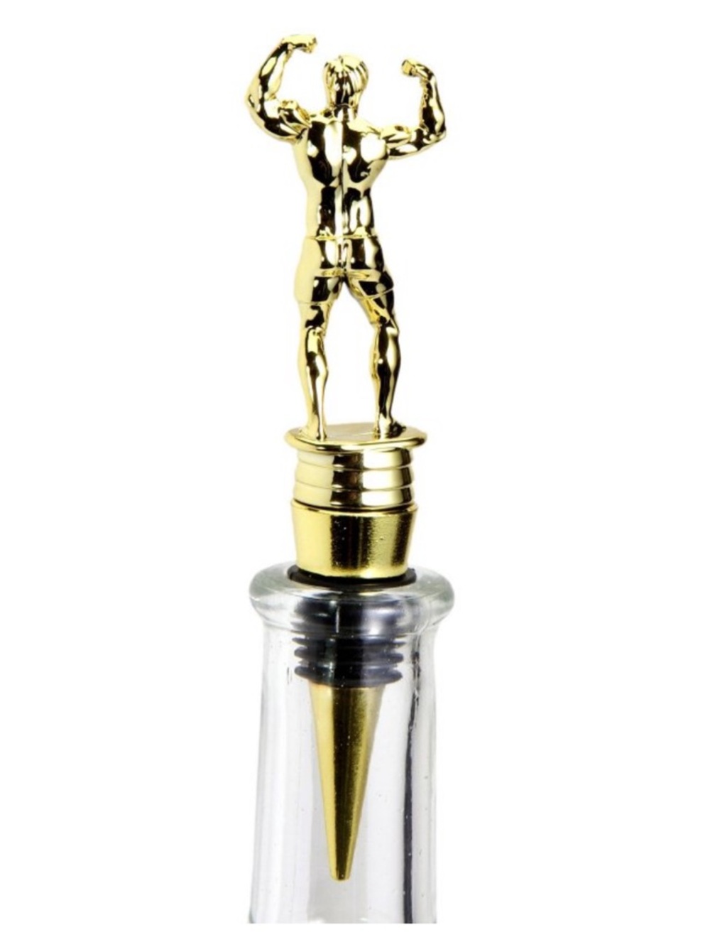 Garven Trophy Style Wine Bottle Stopper flexing man NEW in box gifts